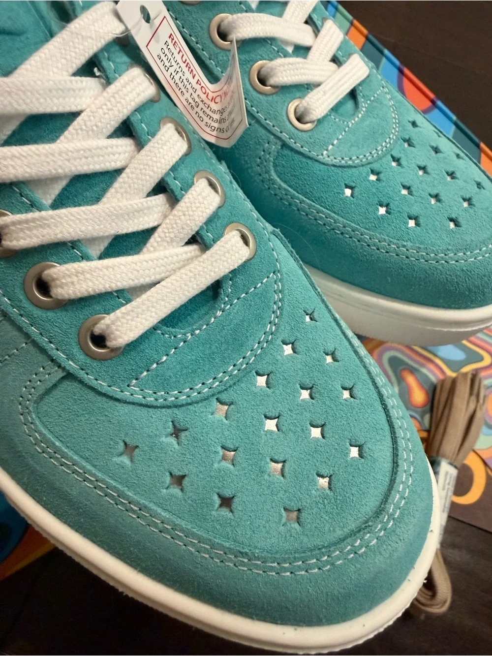 Women's Turquoise Suede Lace-Up Sneakers